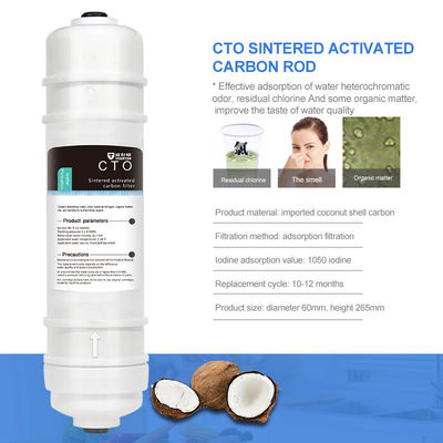 CTO Gesinterde Actieve Kool Filter Element Cartridge Gecomprimeerde Koolstof Staaf